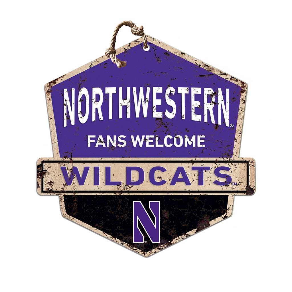 Rustic Badge Fans Welcome Sign Northwestern Wildcats