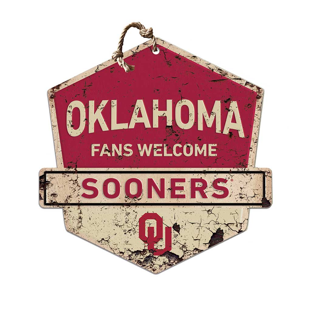 Rustic Badge Fans Welcome Sign Oklahoma Sooners