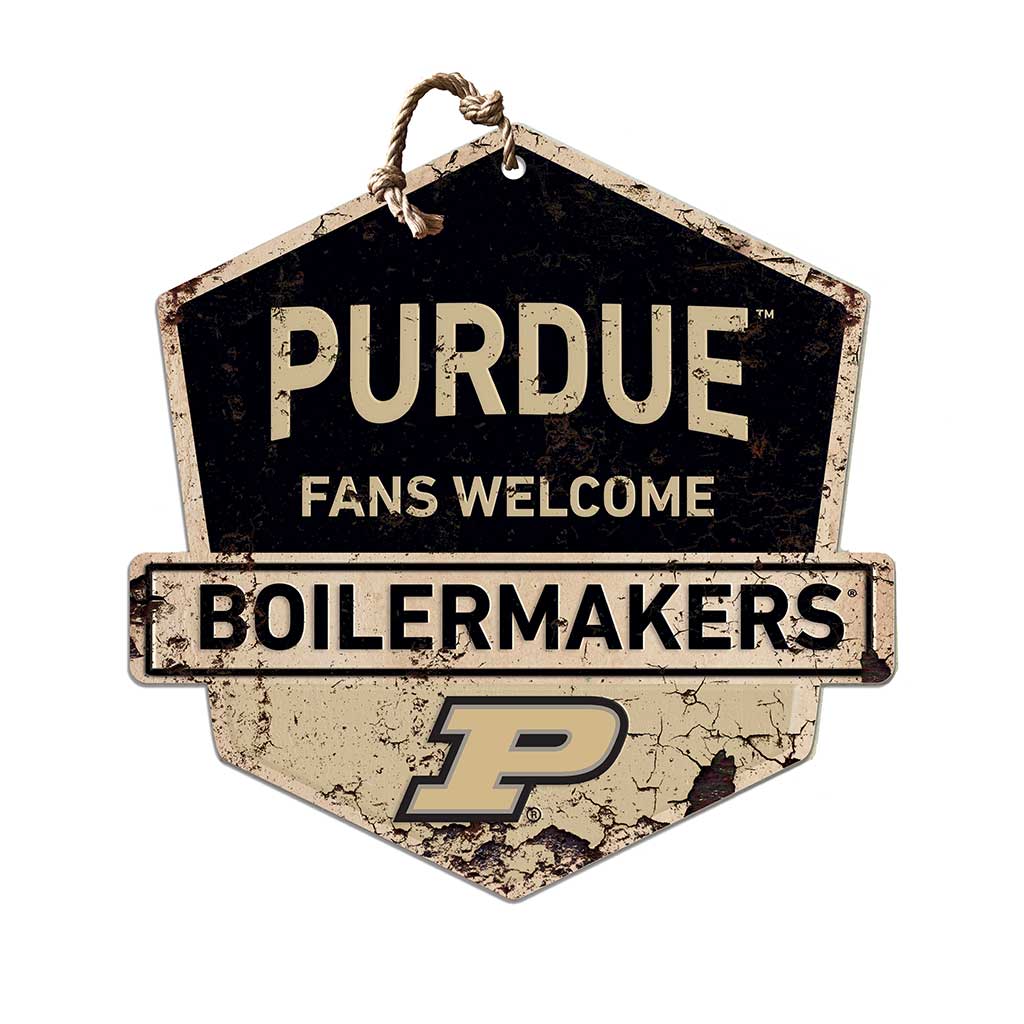 Rustic Badge Fans Welcome Sign Purdue Boilermakers