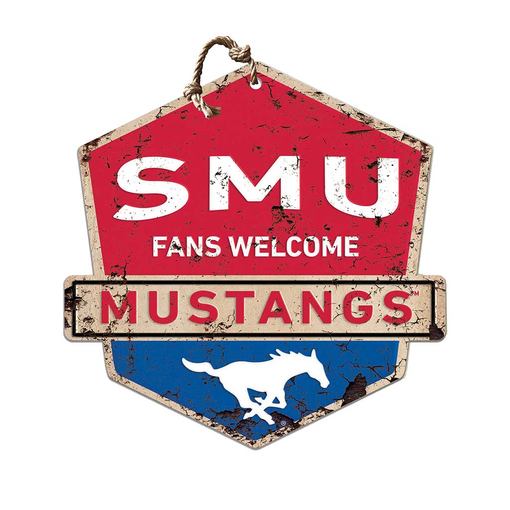 Rustic Badge Fans Welcome Sign Southern Methodist Mustangs
