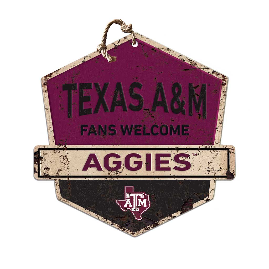 Rustic Badge Fans Welcome Sign Texas A&M Aggies