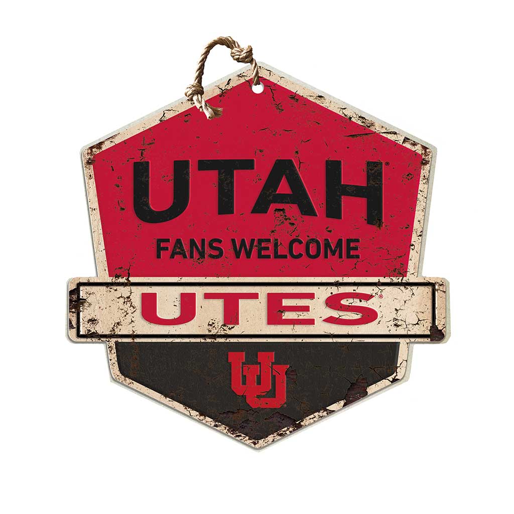 Rustic Badge Fans Welcome Sign Utah Running Utes