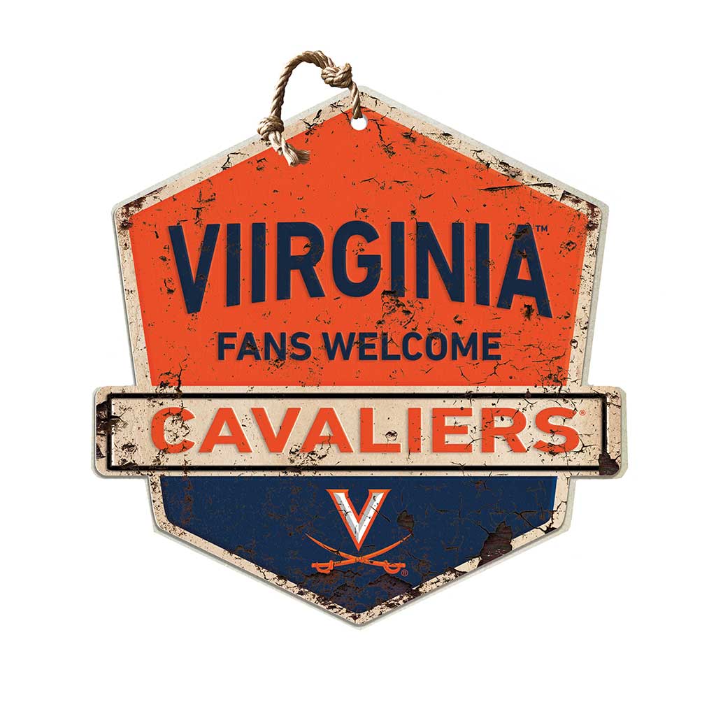 Rustic Badge Fans Welcome Sign Virginia Cavaliers