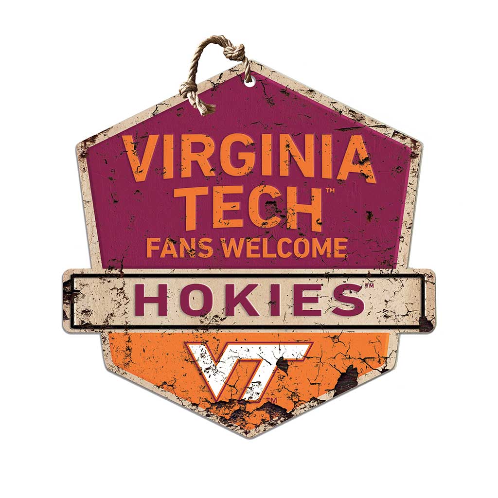 Rustic Badge Fans Welcome Sign Virginia Tech Hokies