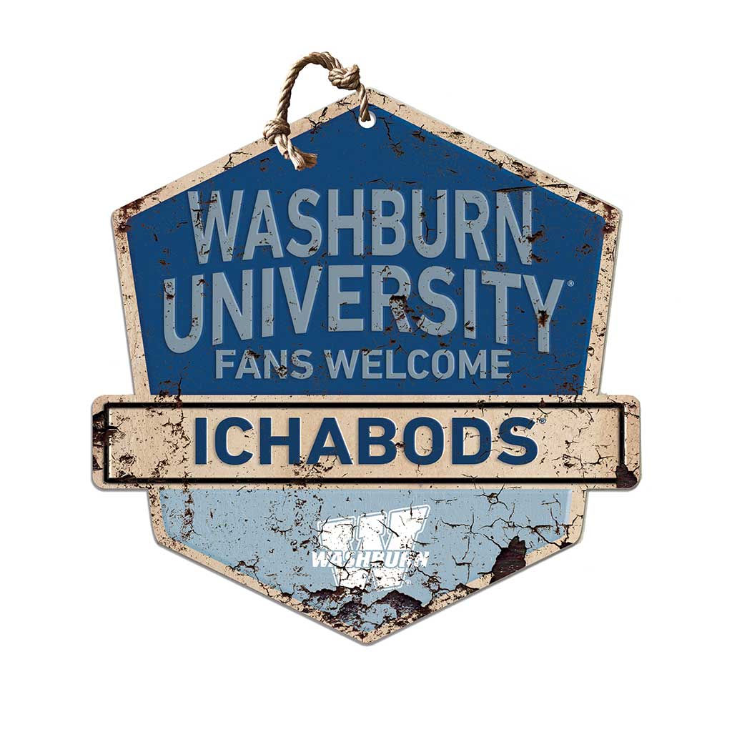Rustic Badge Fans Welcome Sign Washburn Ichabods