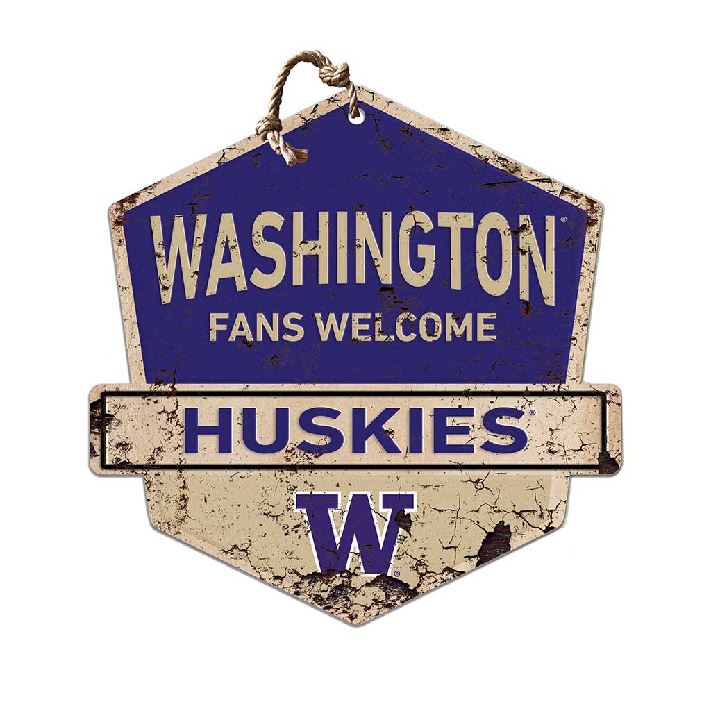 Rustic Badge Fans Welcome Sign Washington Huskies