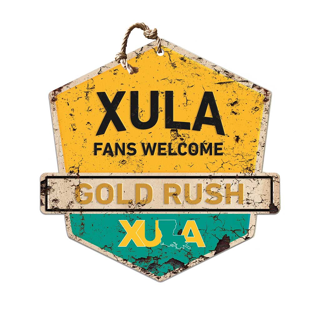 Rustic Badge Fans Welcome Sign Xavier University of Louisiana Gold Rush
