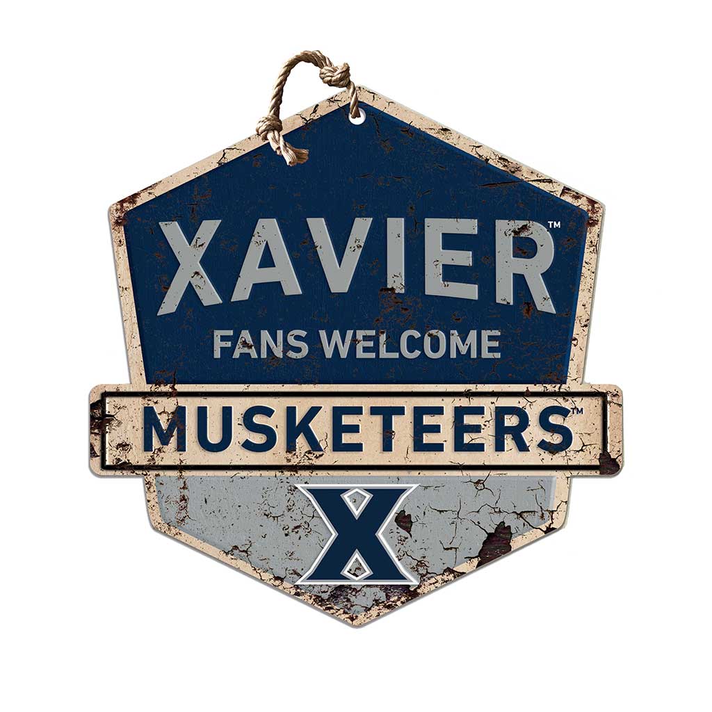 Rustic Badge Fans Welcome Sign Xavier Ohio Musketeers