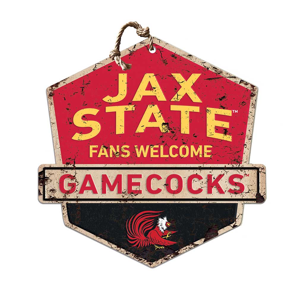 Rustic Badge Fans Welcome Sign Jacksonville State Gamecocks