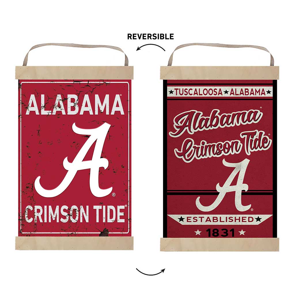 Reversible Banner Sign Faux Rusted Alabama Crimson Tide