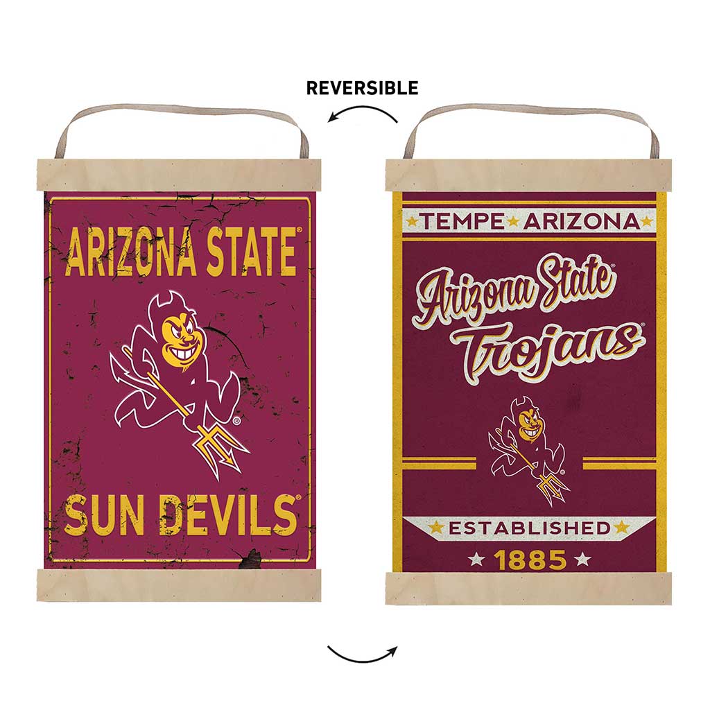 Reversible Banner Sign Faux Rusted Arizona State Sun Devils