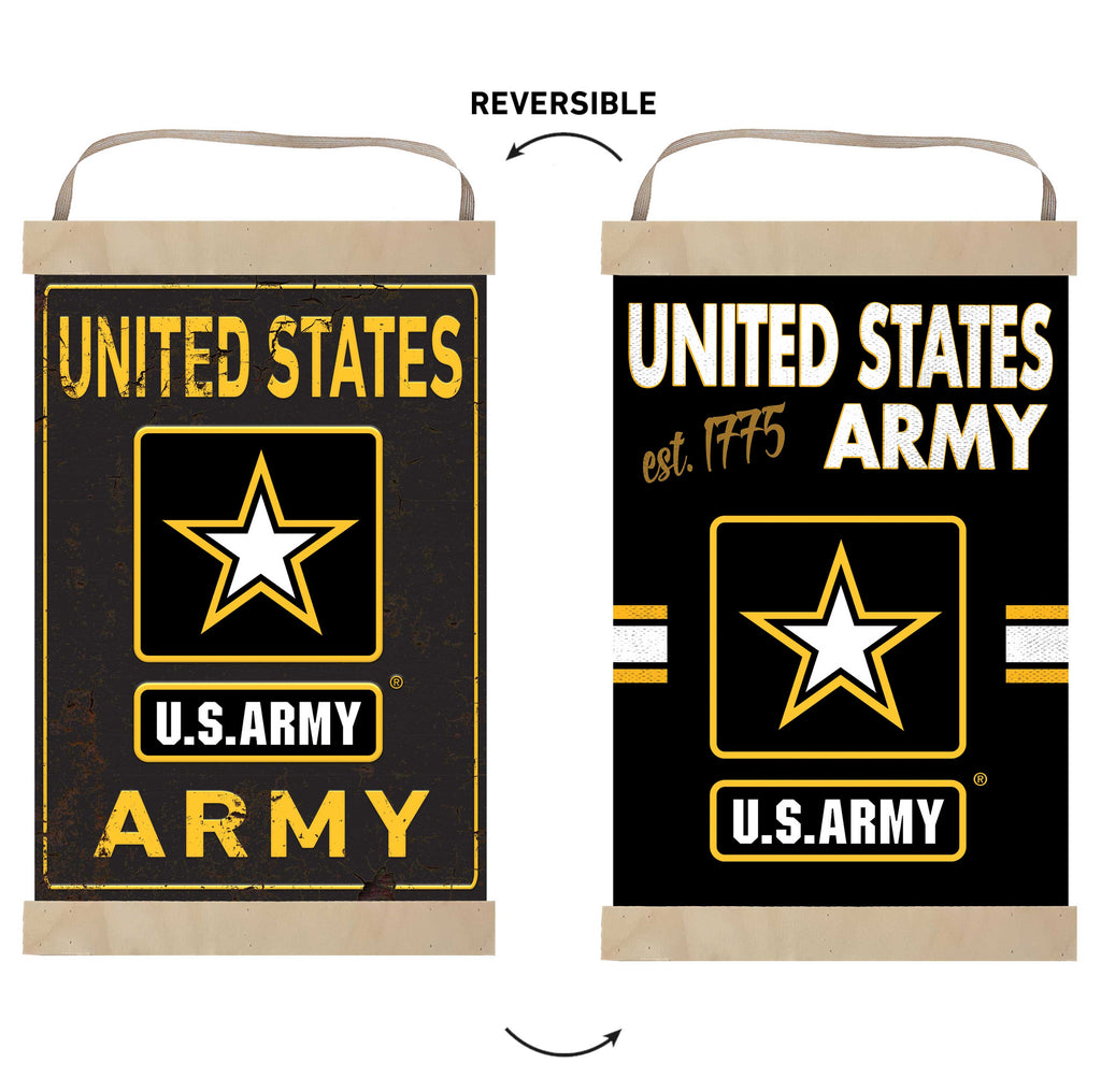 Reversible Banner Sign Faux Rusted Army
