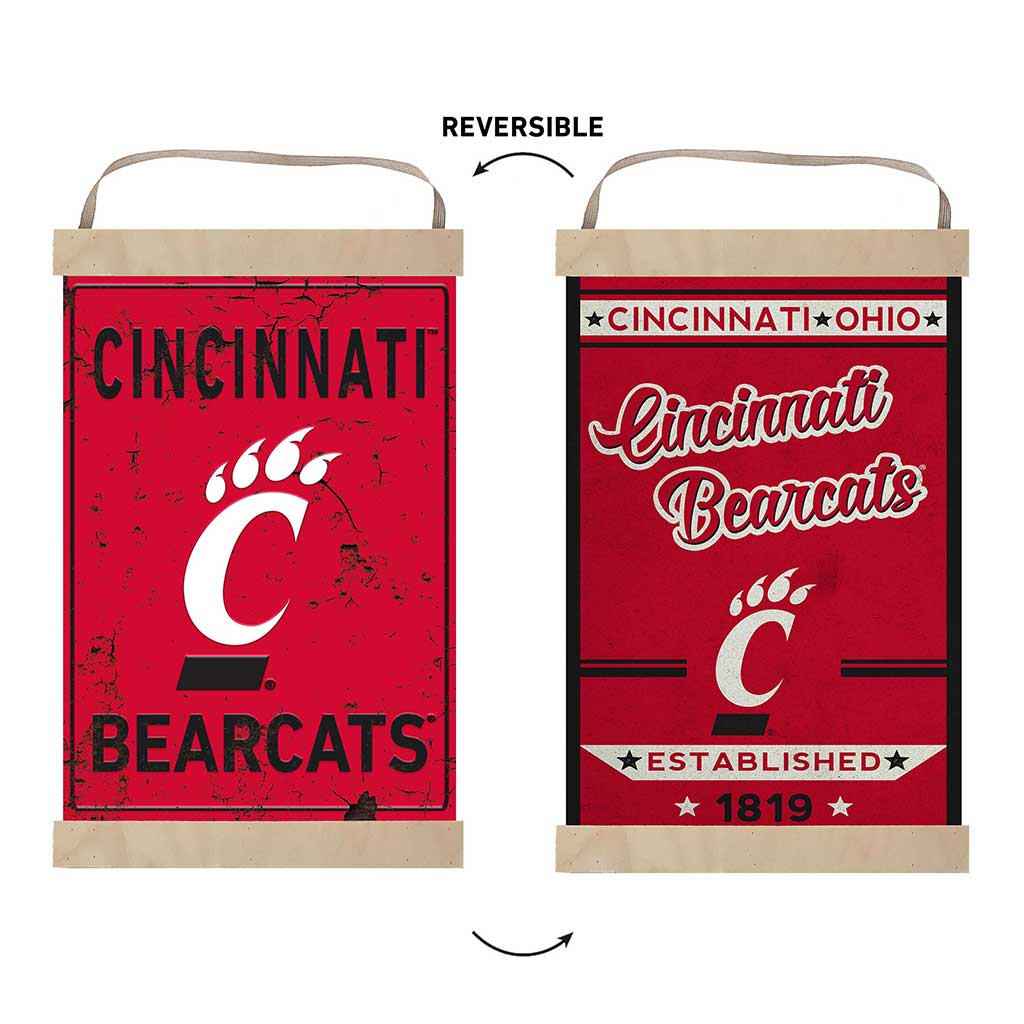 Reversible Banner Sign Faux Rusted Cincinnati Bearcats