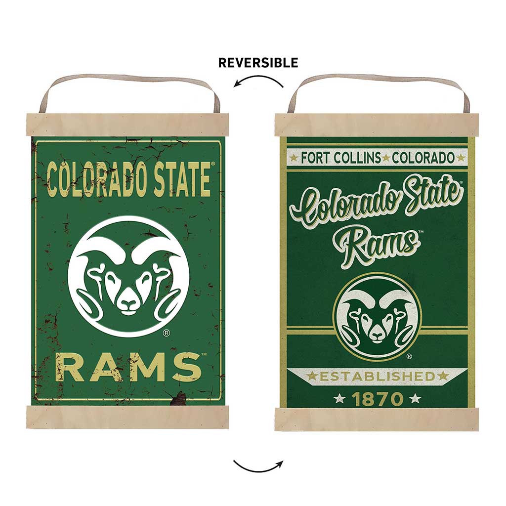 Reversible Banner Sign Faux Rusted Colorado State-Ft. Collins Rams
