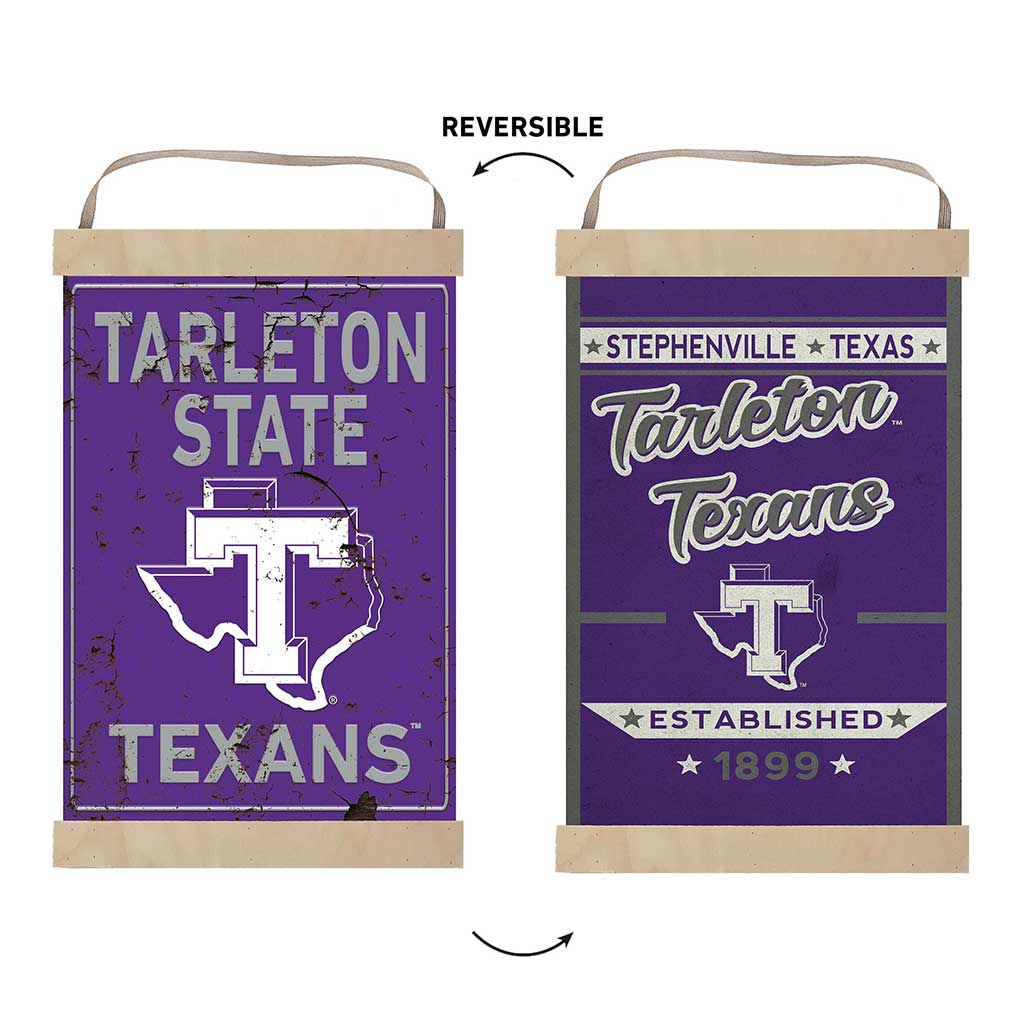 Reversible Banner Sign Faux Rusted Tarleton State University Texans