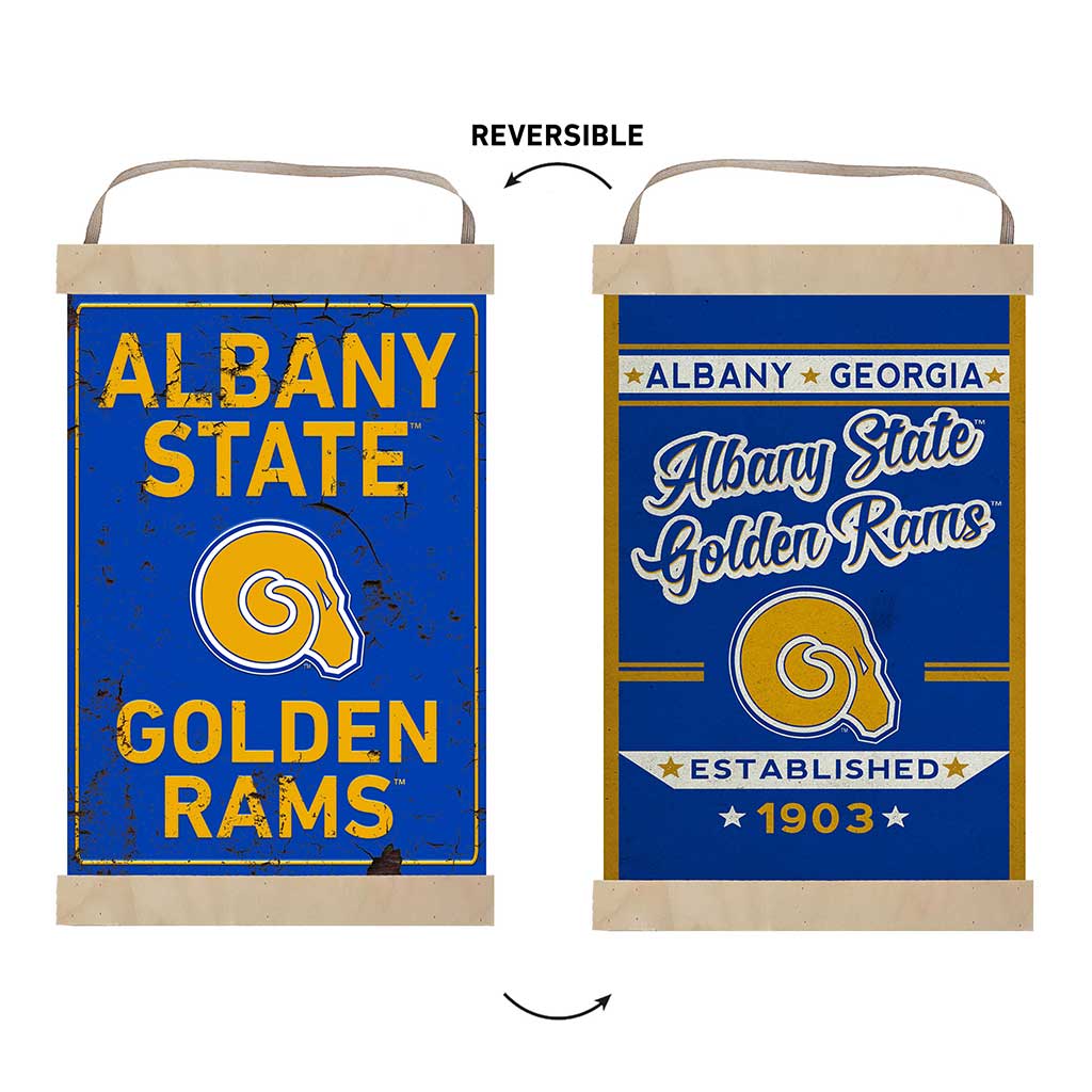 Reversible Banner Sign Faux Rusted Albany State University Golden Rams