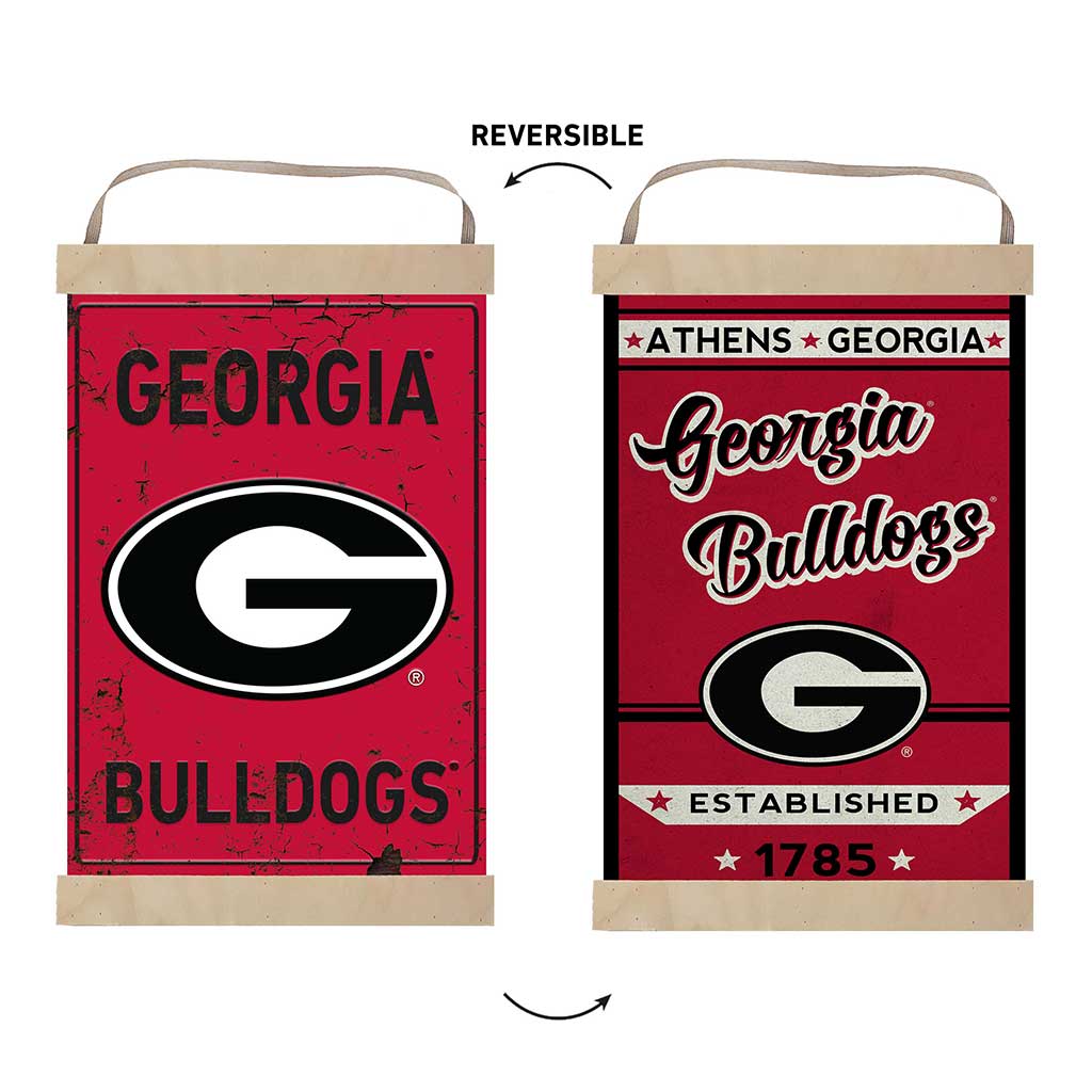Reversible Banner Sign Faux Rusted Georgia Bulldogs