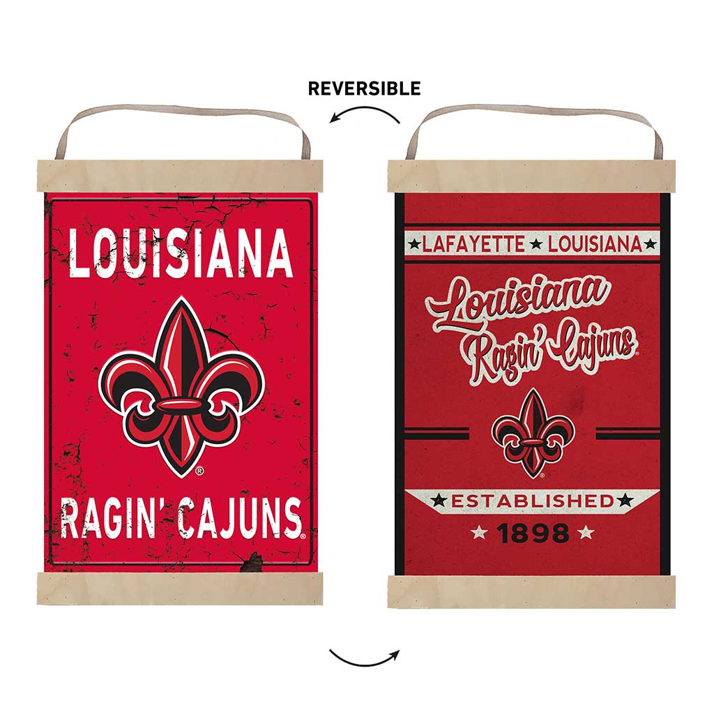 Reversible Banner Sign Faux Rusted Louisiana State Lafayette Ragin Cajuns