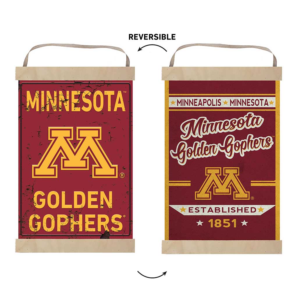 Reversible Banner Sign Faux Rusted Minnesota Golden Gophers