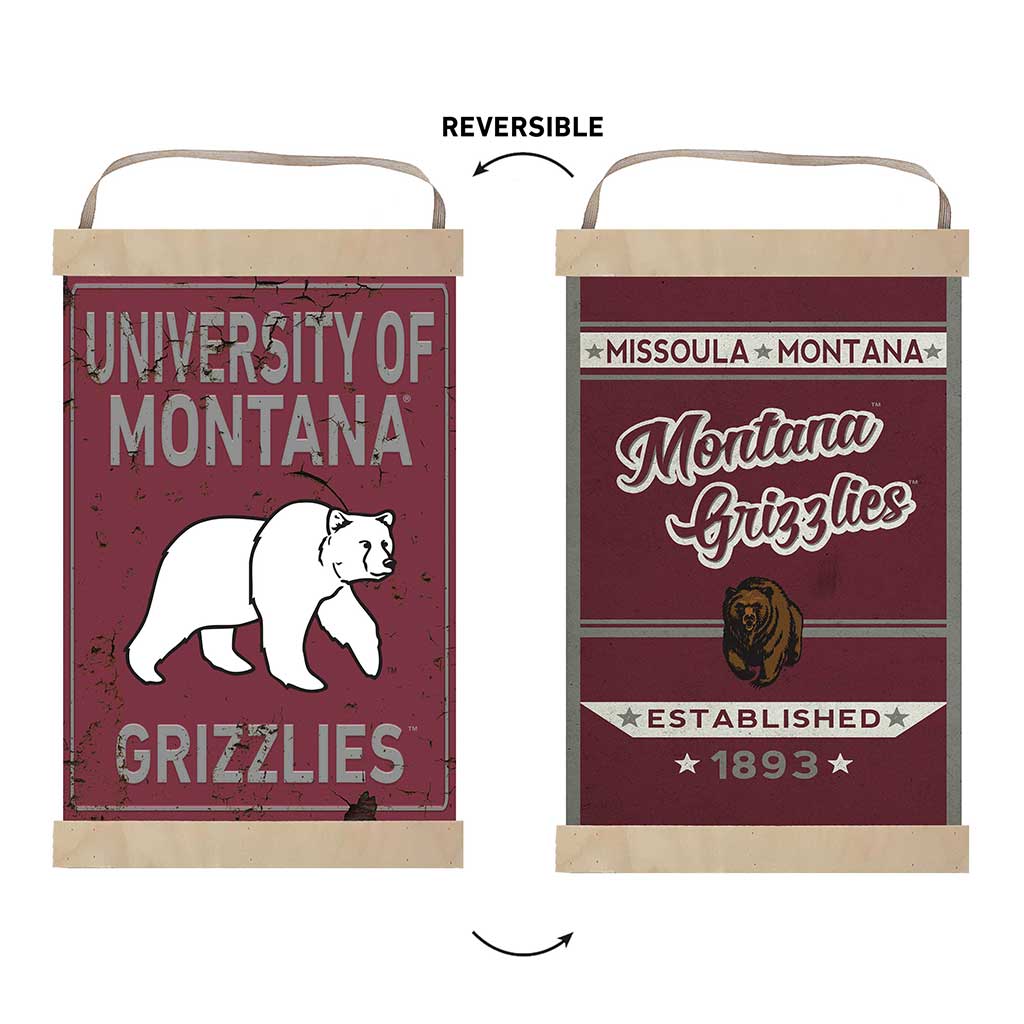Reversible Banner Sign Faux Rusted Montana Grizzlies