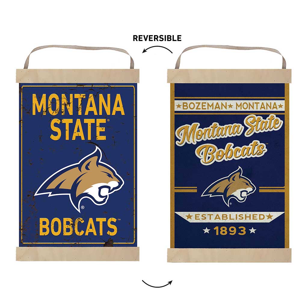 Reversible Banner Sign Faux Rusted Montana State Fighting Bobcats