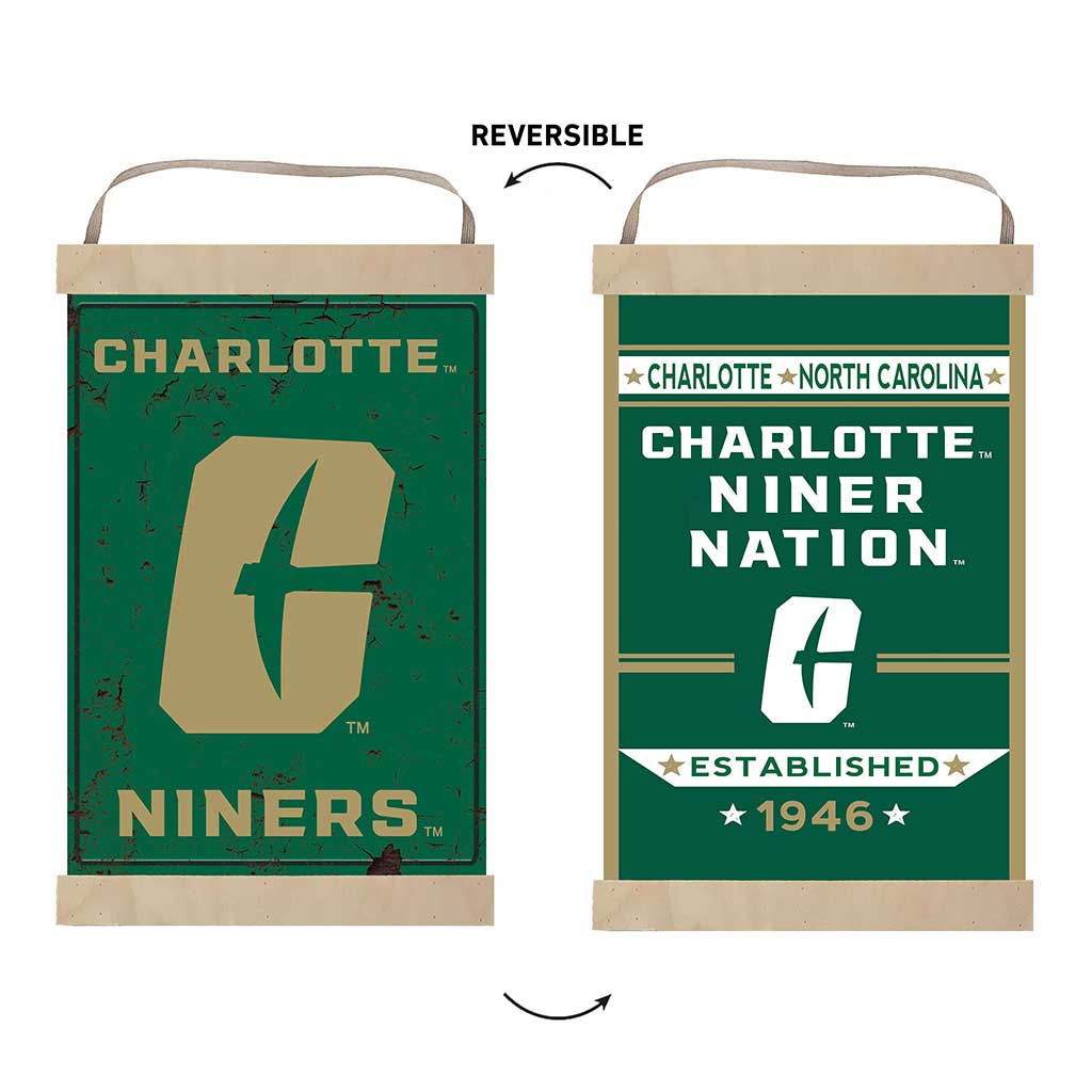 Reversible Banner Sign Faux Rusted North Carolina (Charlotte) 49ers