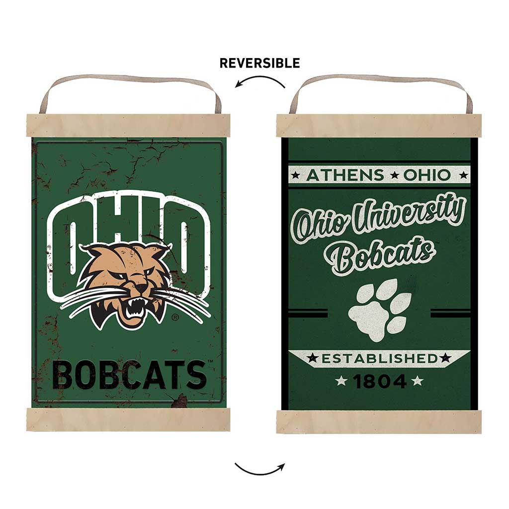 Reversible Banner Sign Faux Rusted Ohio Univ Bobcats
