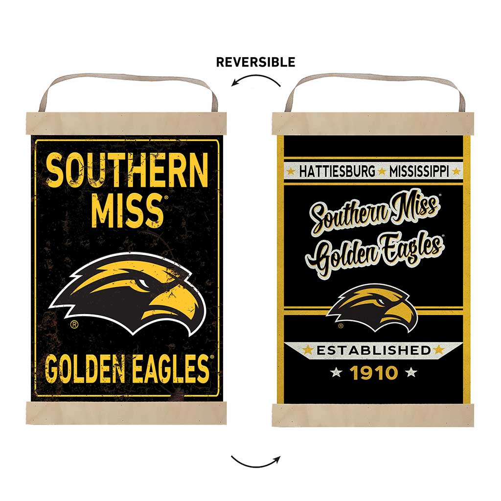 Reversible Banner Sign Faux Rusted Southern Mississippi Golden Eagles