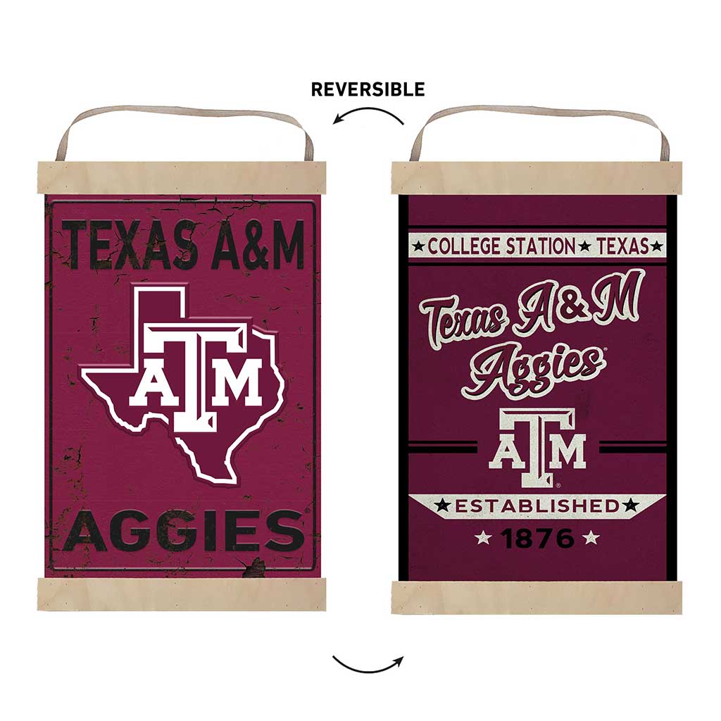 Reversible Banner Sign Faux Rusted Texas A&M Aggies