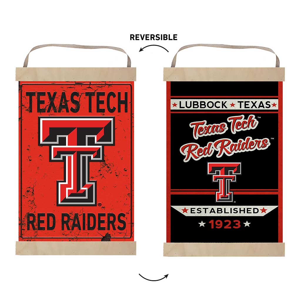 Reversible Banner Sign Faux Rusted Texas Tech Red Raiders
