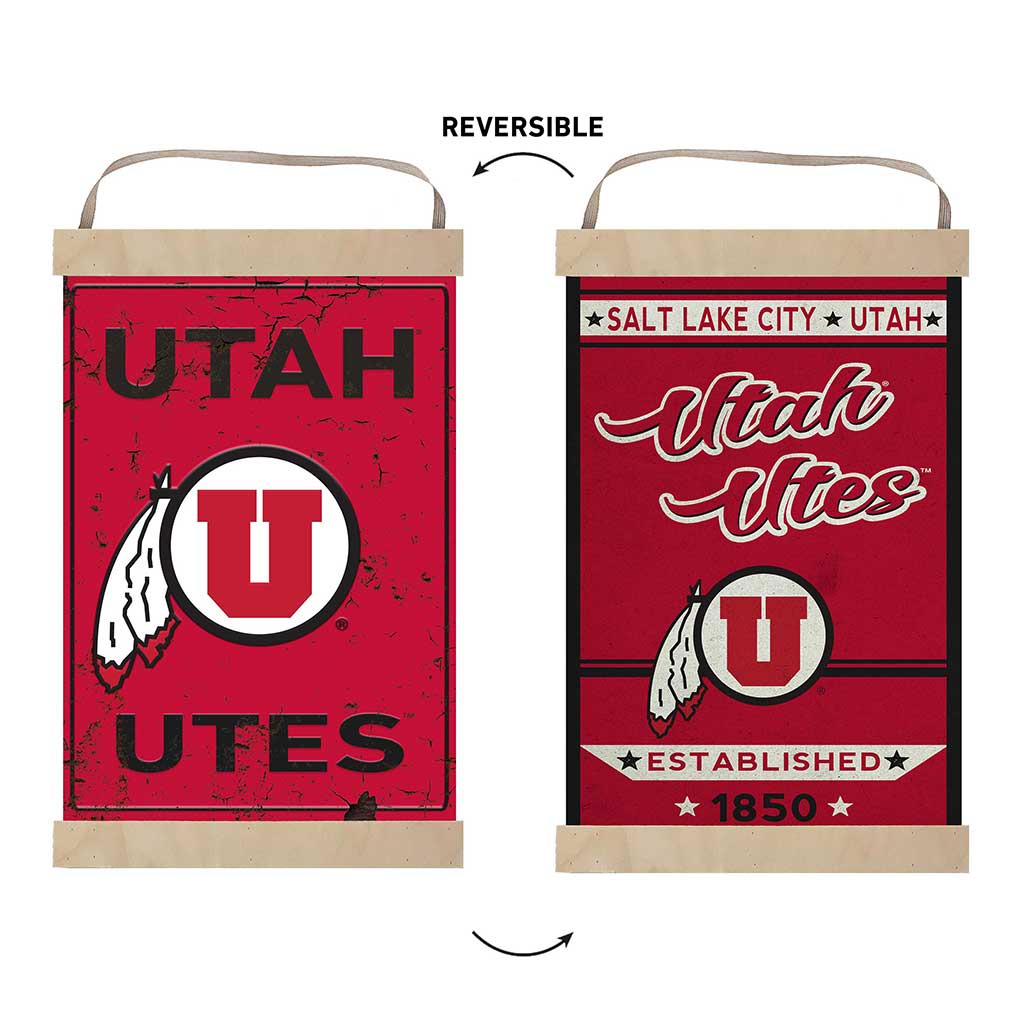 Reversible Banner Sign Faux Rusted Utah Running Utes