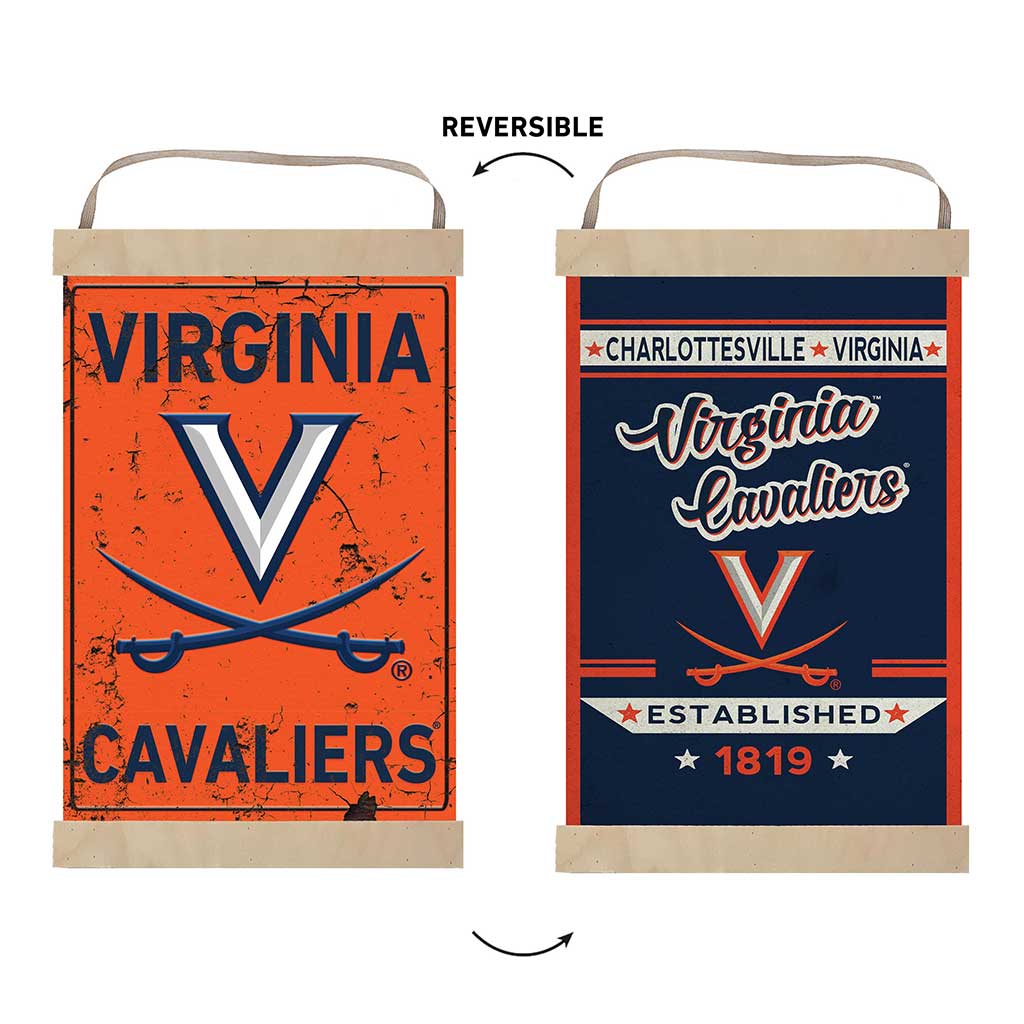 Reversible Banner Sign Faux Rusted Virginia Cavaliers