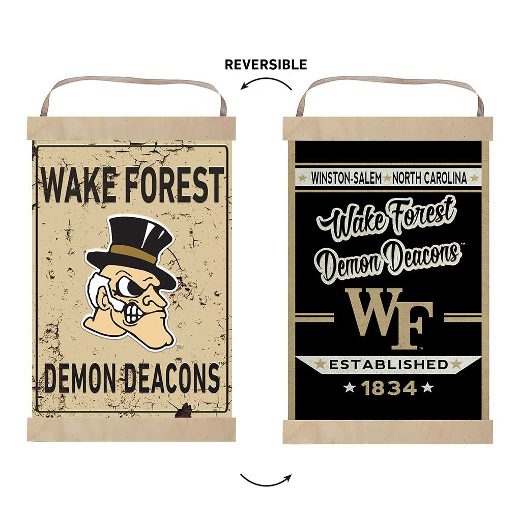Reversible Banner Sign Faux Rusted Wake Forest Demon Deacons