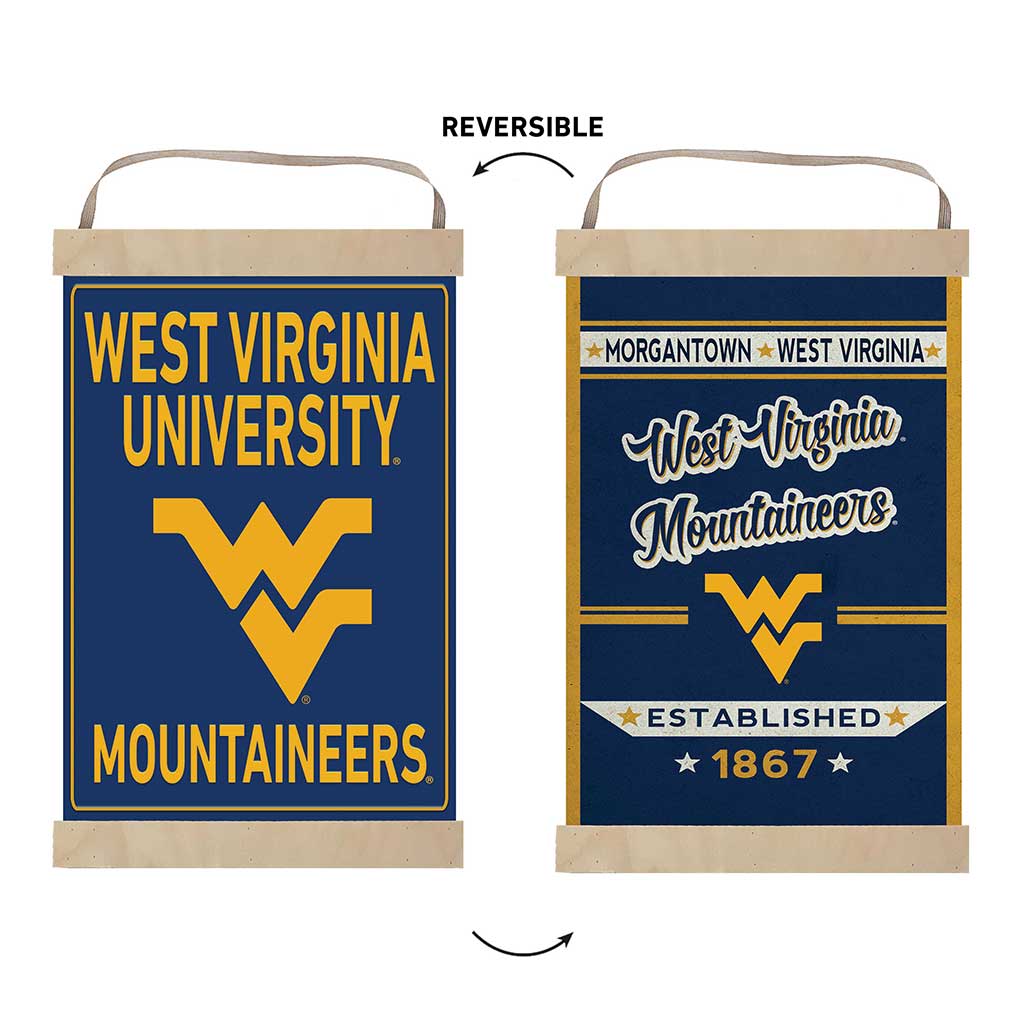 Reversible Banner Sign Faux Rusted West Virginia Mountaineers
