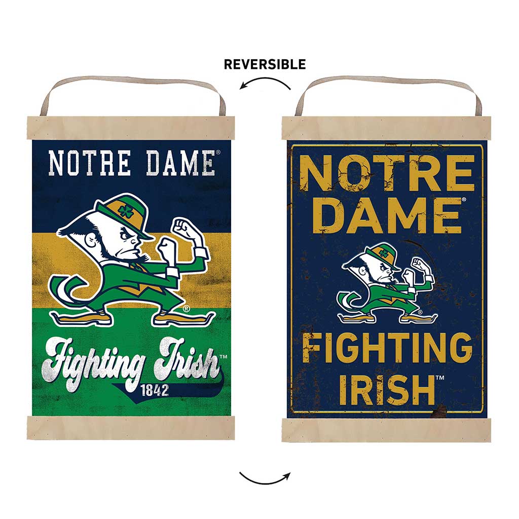 Reversible Banner Sign Retro Multi Color Notre Dame Fighting Irish