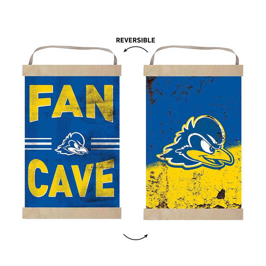 Reversible Banner Sign Fan Cave Delaware Fightin Blue Hens