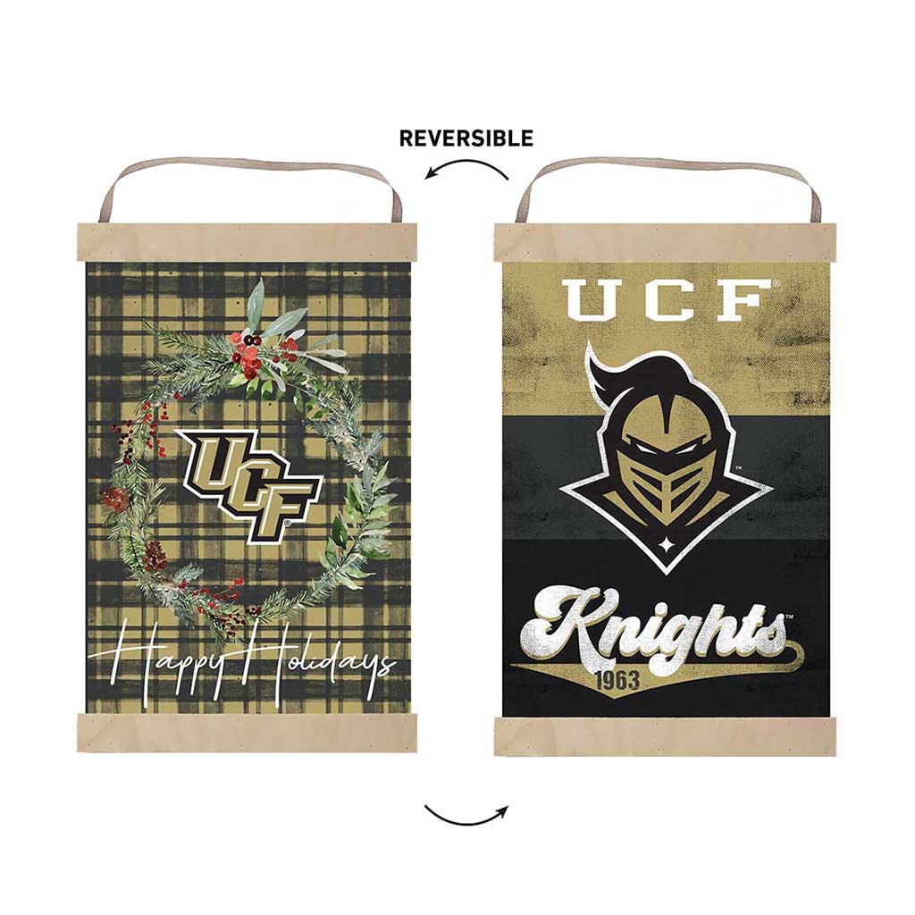 Reversible Banner Sign Merry Christmas Plaid Central Florida Knights