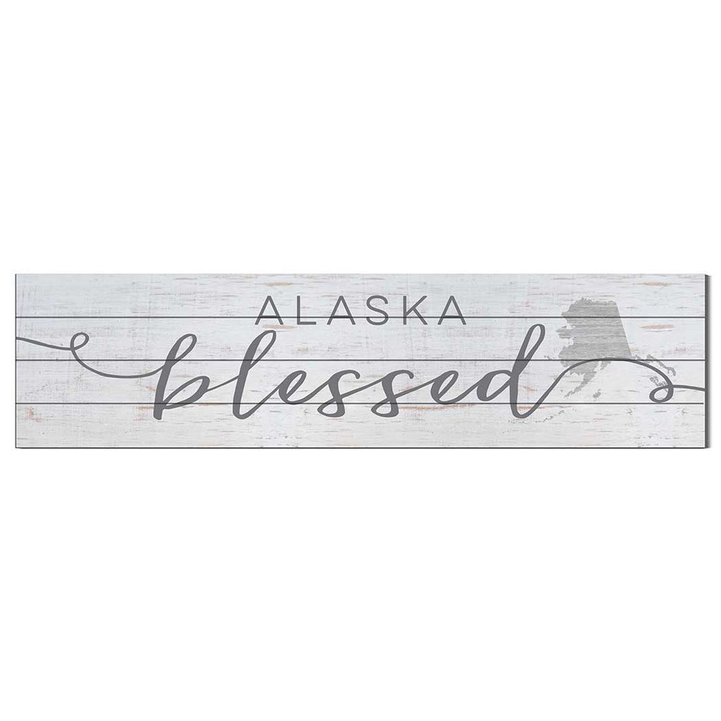 40x10 Whitewash Slat Sign State Blessed Alaska