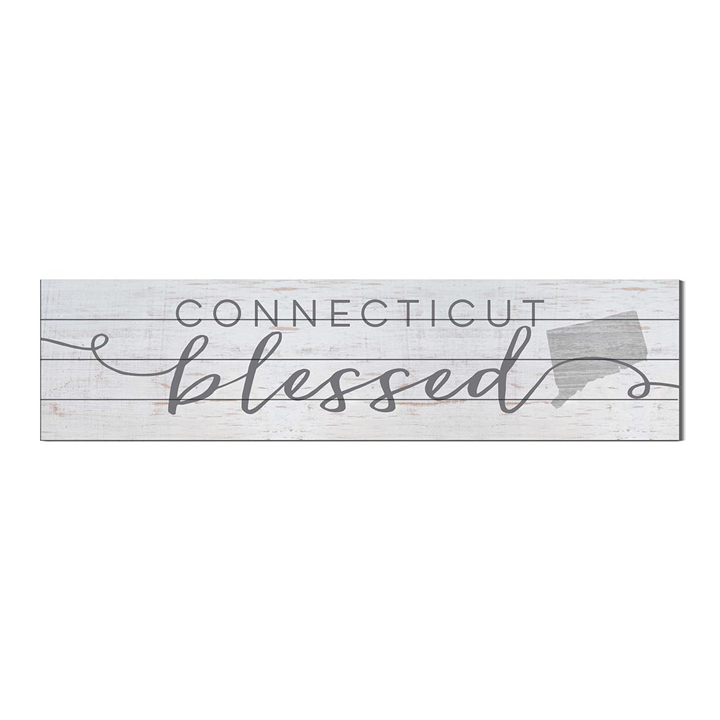 40x10 Whitewash Slat Sign State Blessed Connecticut