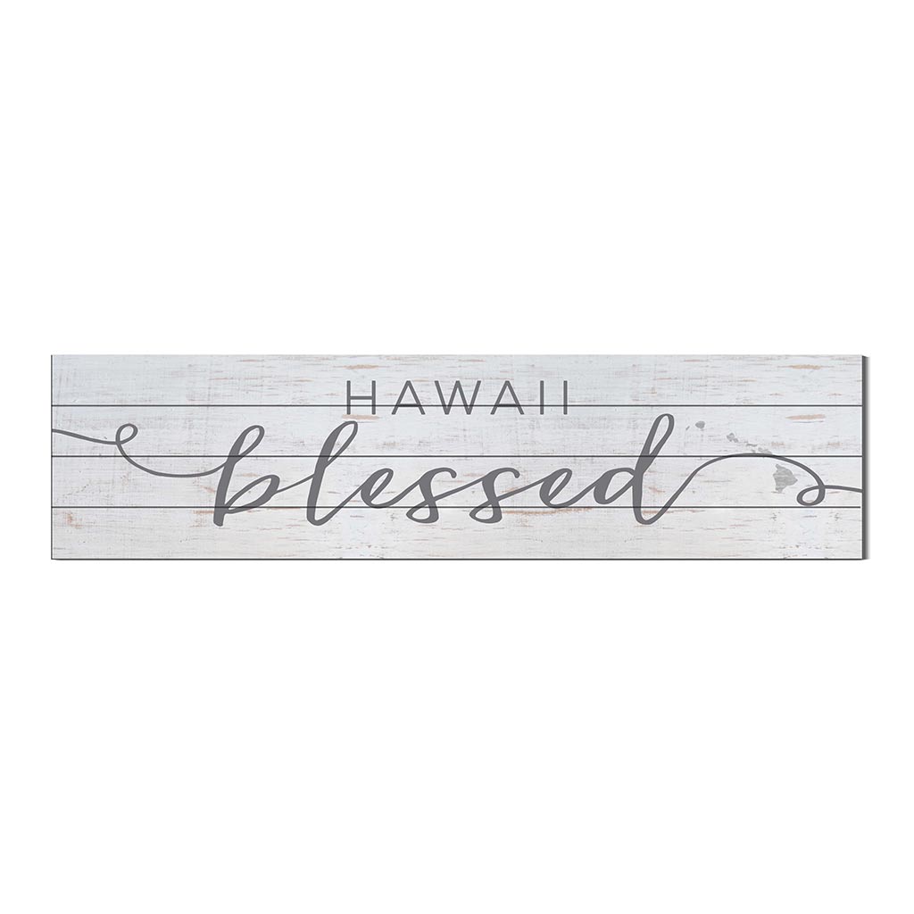 40x10 Whitewash Slat Sign State Blessed Hawaii
