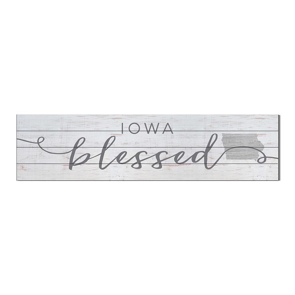 40x10 Whitewash Slat Sign State Blessed Iowa