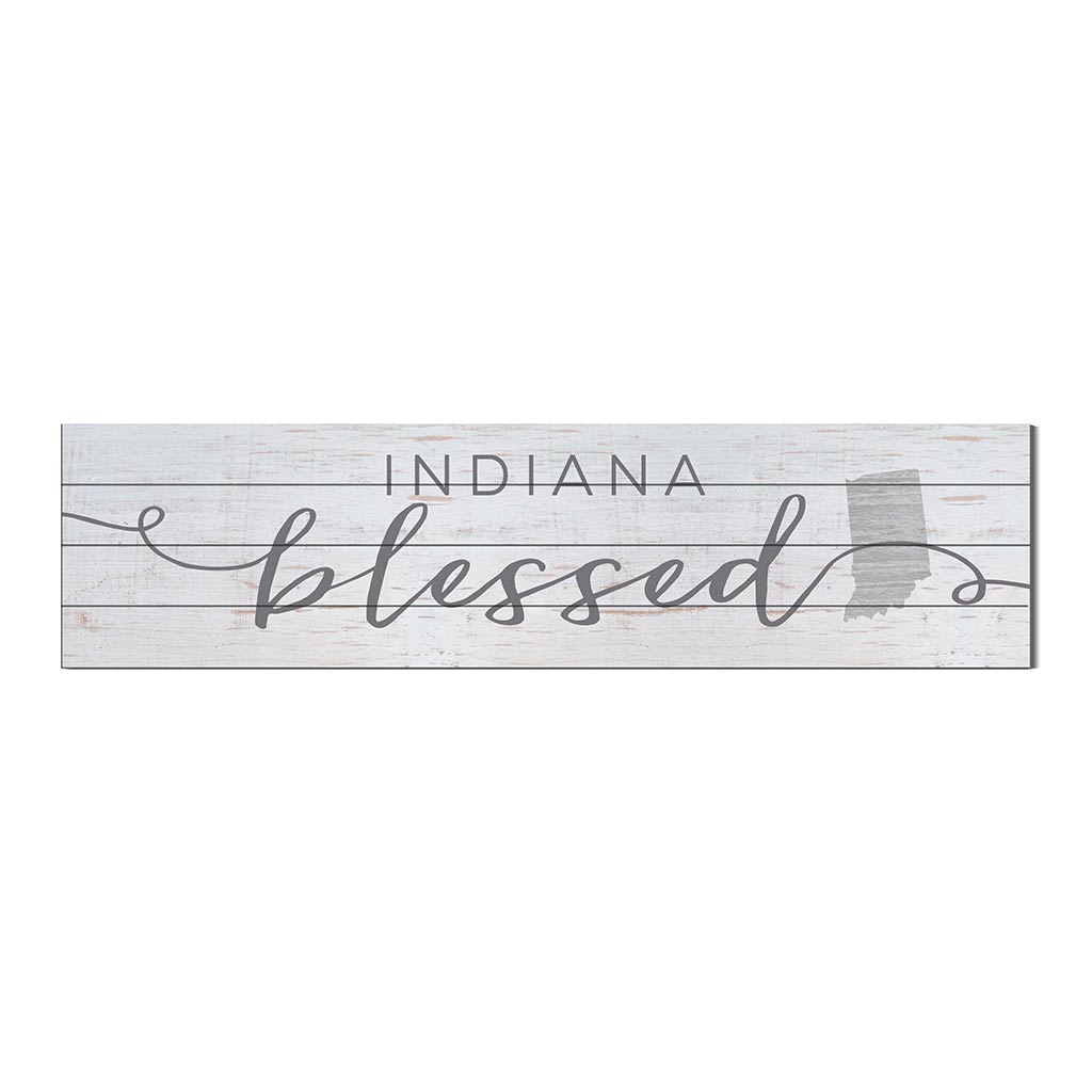 40x10 Whitewash Slat Sign State Blessed Indiana