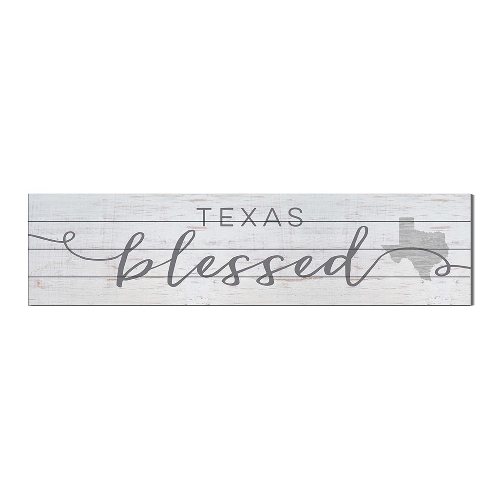 40x10 Whitewash Slat Sign State Blessed Texas
