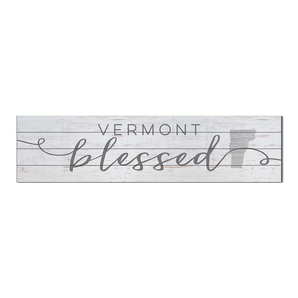 40x10 Whitewash Slat Sign State Blessed Vermont