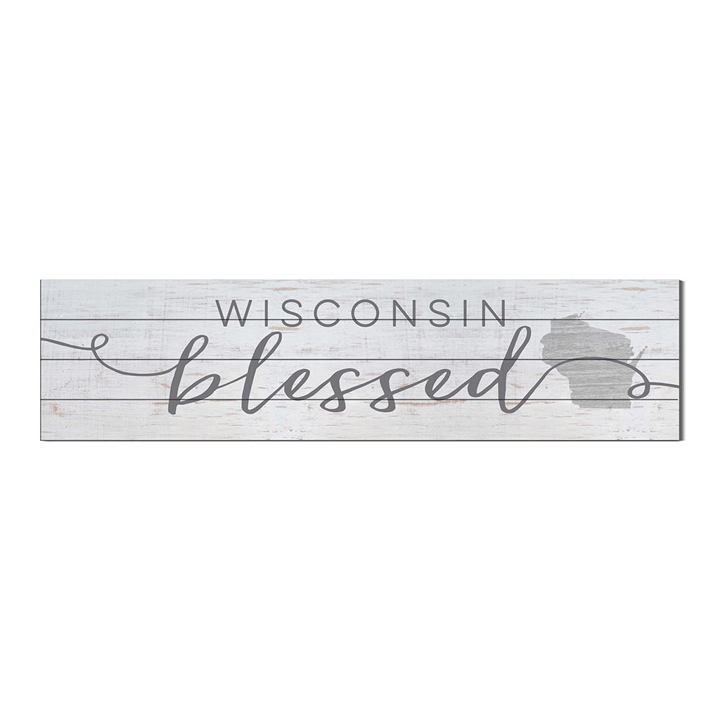 40x10 Whitewash Slat Sign State Blessed Wisconsin