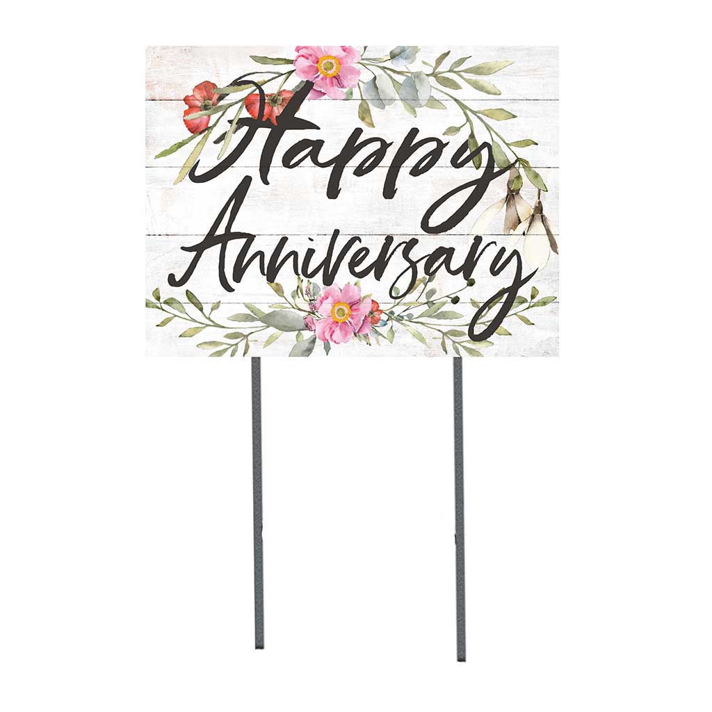 18x24 Happy Anniversary Floral Border Lawn Sign