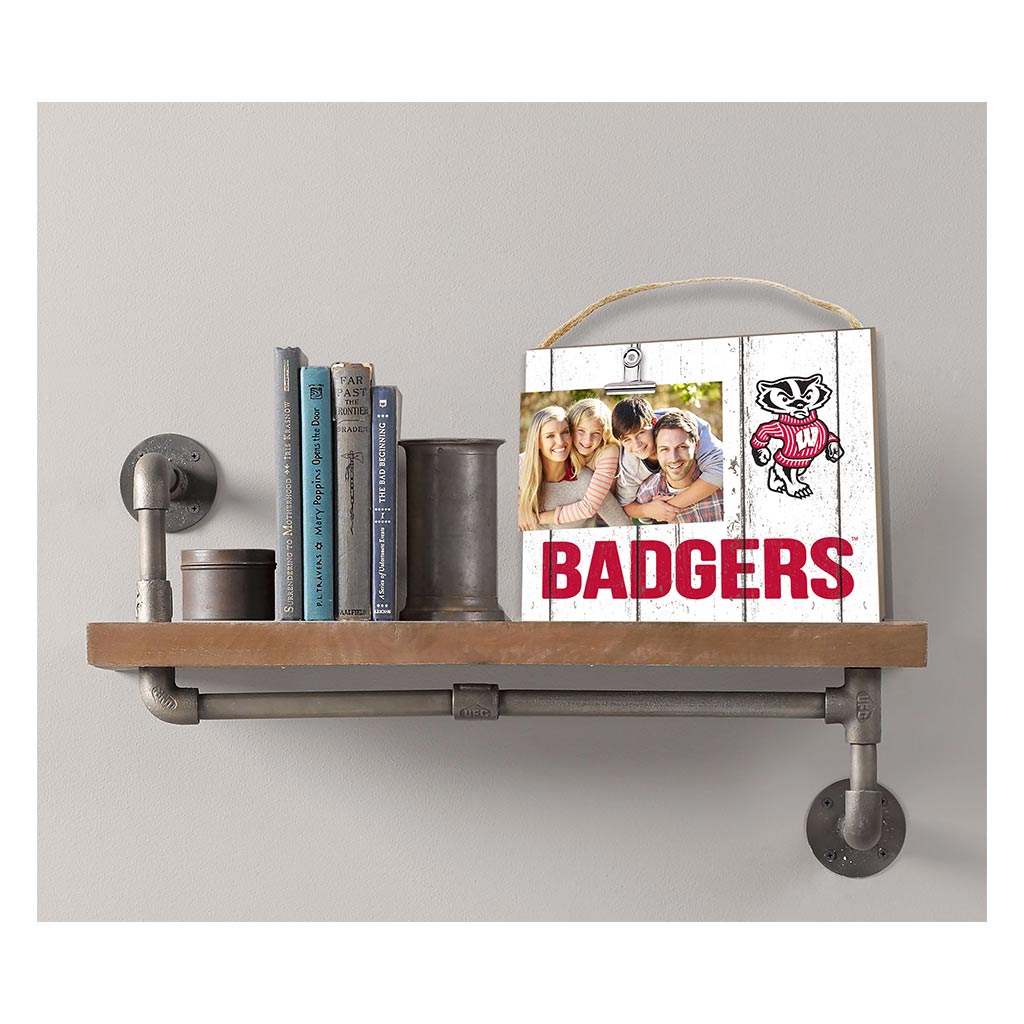 Clip It Weathered Logo Photo Frame Wisconsin Badgers