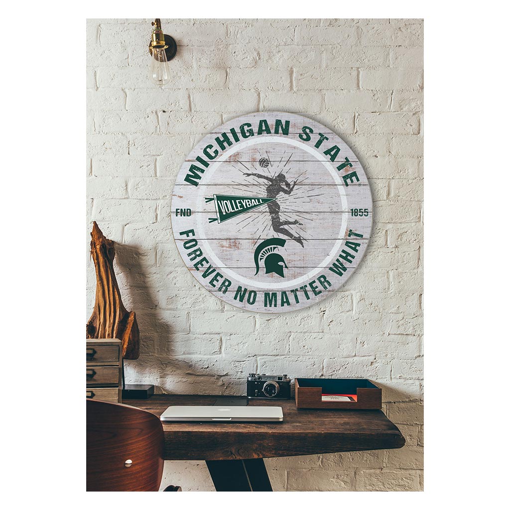 20x20 Throwback Weathered Circle Michigan State Spartans Volleyball