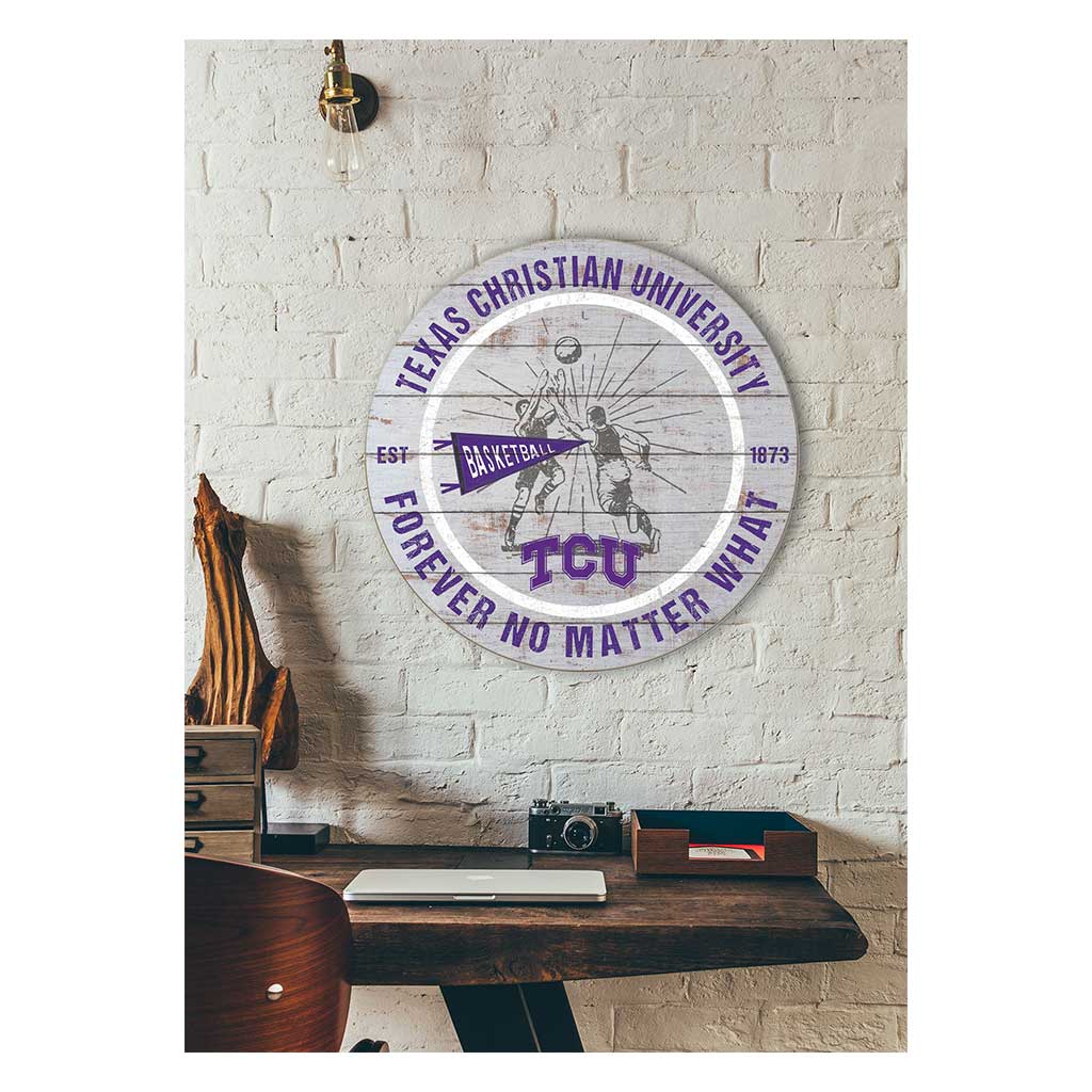 20x20 Throwback Weathered Circle Texas Christian Horned Frogs Basketball