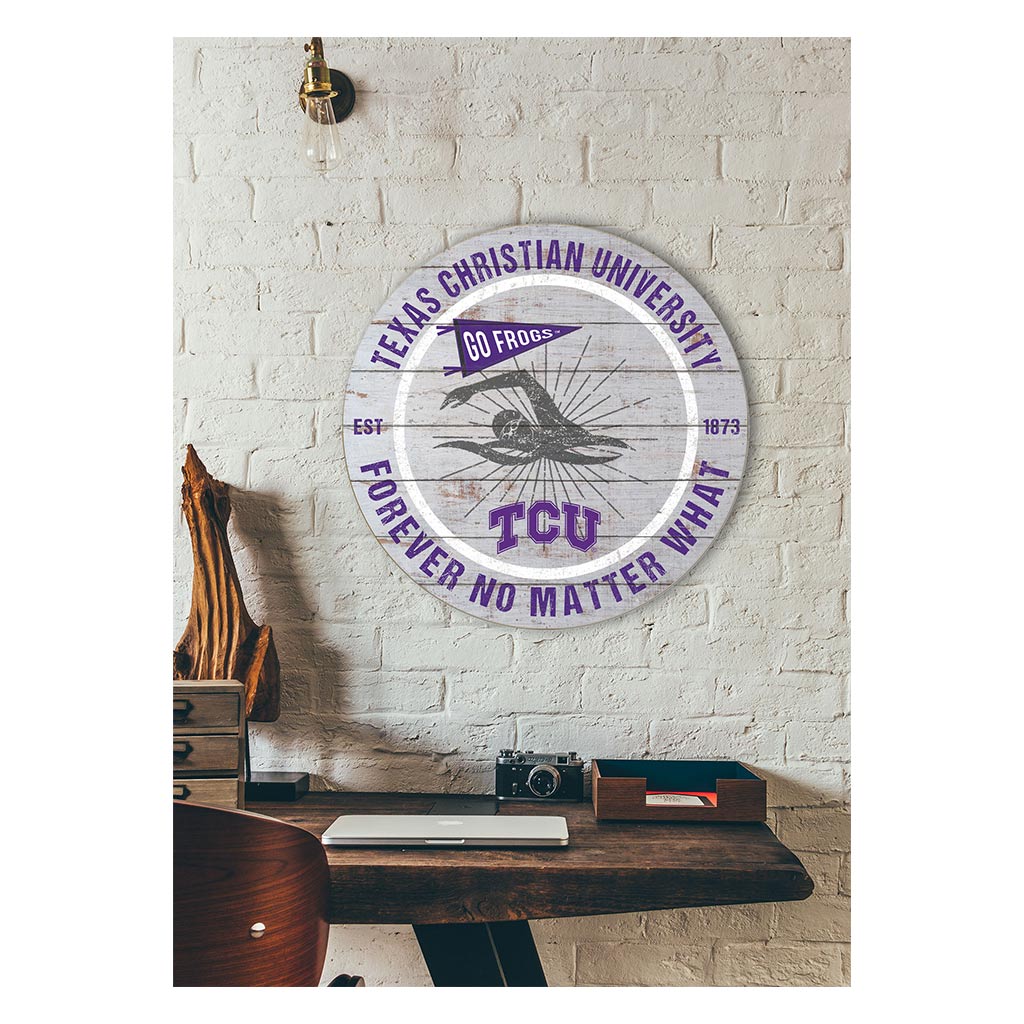 20x20 Throwback Weathered Circle Texas Christian Horned Frogs Swimming